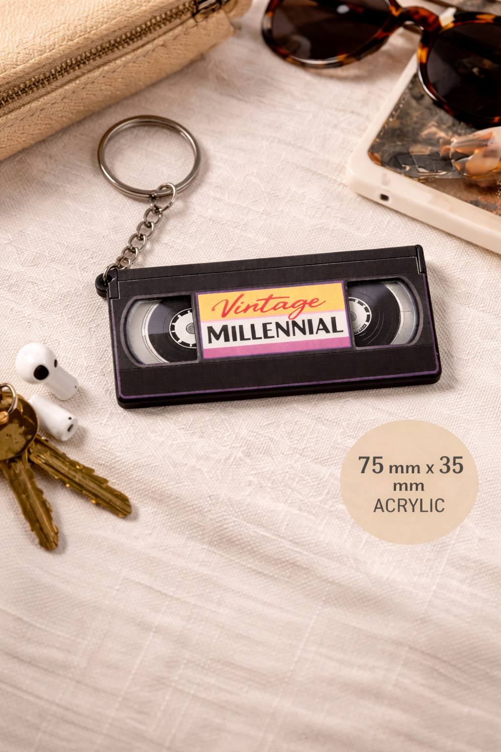 Vintage Millennial VHS Keychain